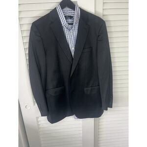 Hugo Boss Charcoal Black Blazer Jacket Size 38R Reda Super 100 Wool Johnstons1